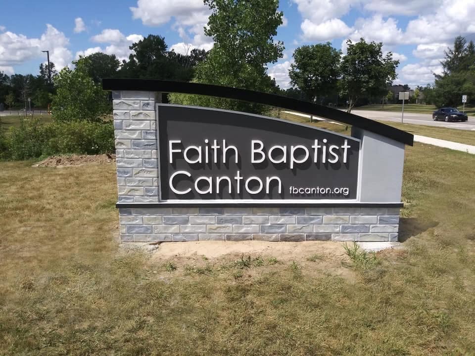 The Faith Baptist Canton sign on Warren Road